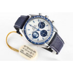 Speedmaster SS Snoopy 1:1 Best Edition White Dial Blue Nylon Strap Manual Winding Chrono Movement OSF