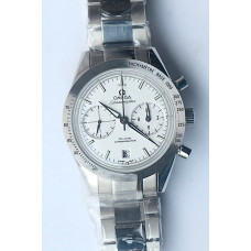 Speedmaster '57 Co-Axial 1:1 Best Edition White Dial on SS Bracelet A9300 (Black Balance Wheel) OMF