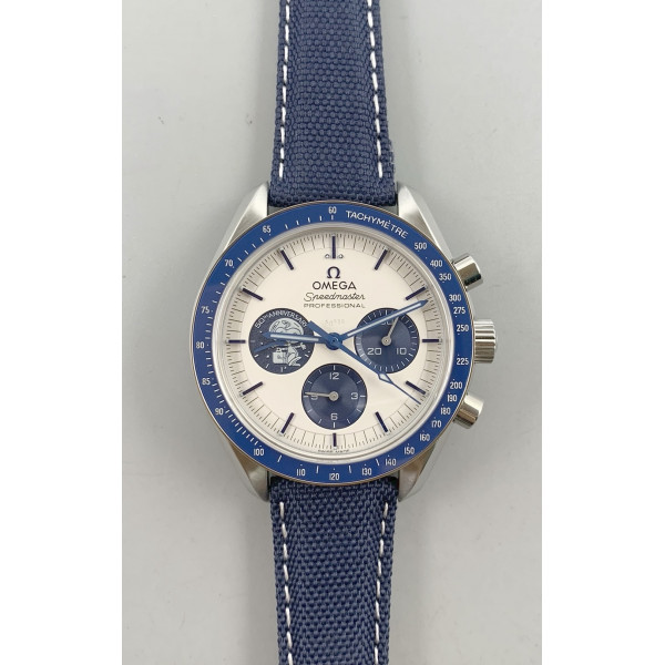 Speedmaster SS Snoopy 1:1 Best Edition White Dial Blue Nylon Strap Manual Winding Chrono Movement GSF