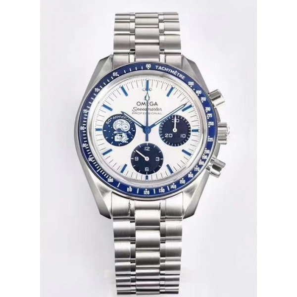 Speedmaster SS Snoopy 1:1 Best Edition White Dial Manual Winding Chrono Movement Bracelet OSF