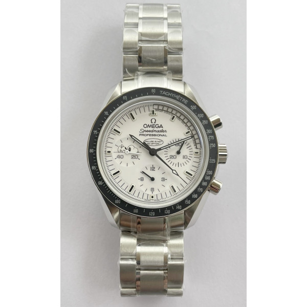 Speedmaster SS Snoopy 1:1 Best Edition White Dial Bracelet Manual Winding Chrono Movement OMF