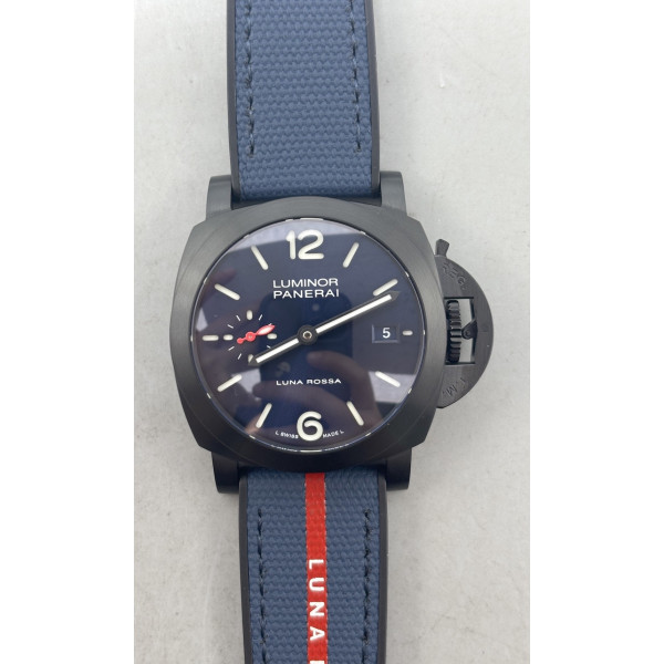 PAM 1408 Quaranta BiTempo Luna Rossa 40mm DLC Blue Rubber Strap VSF P900 PAM 1408 Quaranta BiTempo Luna Rossa 40mm DLC Blue Rubber Strap VSF P900
