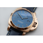 PAM 1114 Luminor Marina Auto 44mm RG Blue Dial Leather SBF P9010