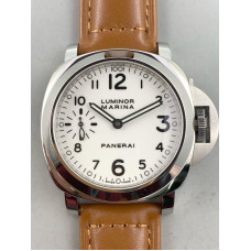PAM 113 SS 1:1 Best Edition White Dial Brown Leather Strap Strap A6497 HWF