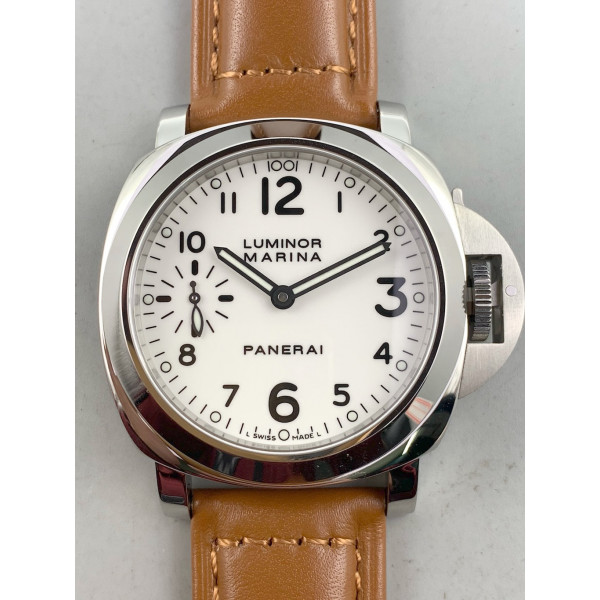 PAM 113 SS 1:1 Best Edition White Dial Brown Leather Strap Strap A6497 HWF