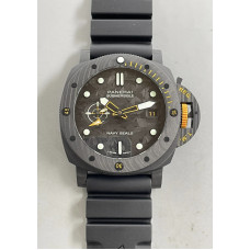 PAM1324 Carbotech 44mm GMT 1:1 Best Edition Carbon Dial on Black Rubber Strap VSF P.9011