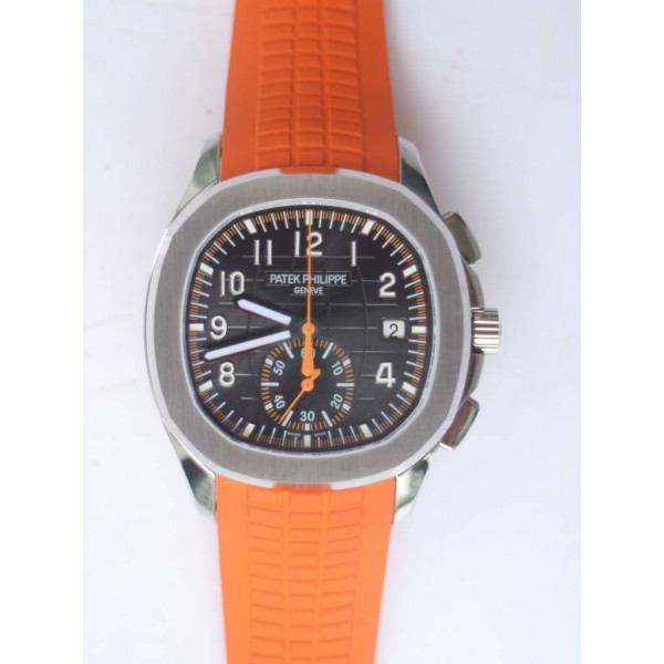 Aquanaut Chronograph 5968A Best Edition Brown Dial on Orange Rubber Strap A7750 OMF