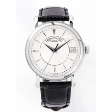 Calatrava 5153 SS 1:1 Best Edition White Dial on Black Leather Strap ZF A324CS