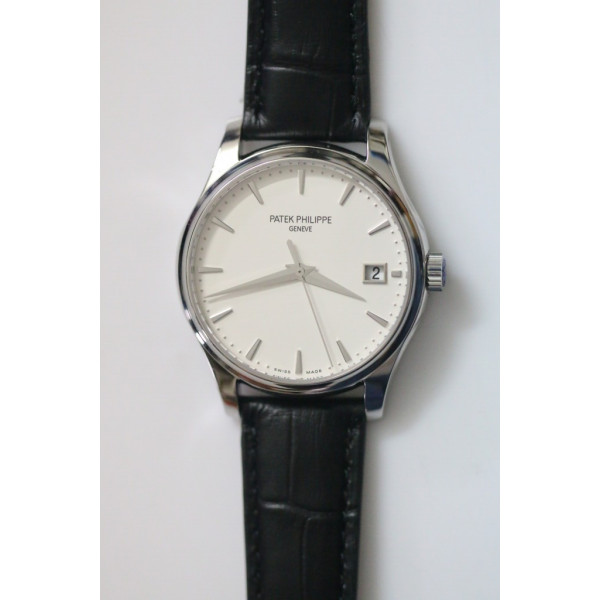 Calatrava 5227 SS White&Black Leather Strap BP MY9015 Mod