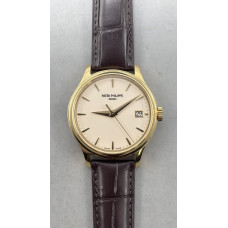 Calatrava 5227 YG 1:1 Best Edition White Dial Brown Leather Strap 324CS 3KF