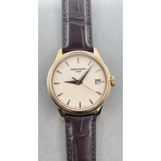 Calatrava 5227 RG 1:1 Best Edition White Dial Brown Leather Strap 324CS 3KF