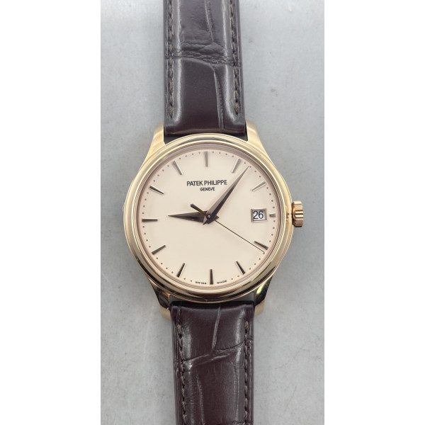 Calatrava 5227 RG 1:1 Best Edition White Dial Brown Leather Strap 324CS 3KF