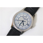 Calatrava 5296G SS White Dial Blue Hands Leather Strap Miyota 9015 Mod BP