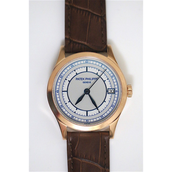 Calatrava 5296G RG White Dial Blue Hands Leather Strap Miyota 9015 Mod BP