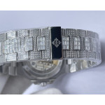 Nautilus Jumbo 5711 SS Full Paved Diamonds Dial Case and Bracelet Square Diamonds Bezel A324