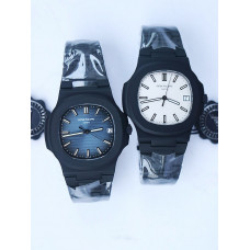 Nautilus 5711 PVD All Black 1:1 Best Edition Blue&White Textured Dial on PVD Bracelet 324CS V4 PPF