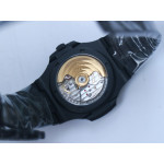 Nautilus 5711 DLC All Black 1:1 Best Edition Blue&White Textured Dial on DLC Bracelet 324CS V4 PPF