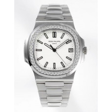 Nautilus 5711/1A 1:1 Best Edition White Dial Diamonds Bezel on SS Bracelet 324CS PPF V3