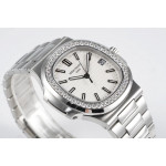 Nautilus 5711/1A 1:1 Best Edition White Dial Diamonds Bezel on SS Bracelet 324CS PPF V3