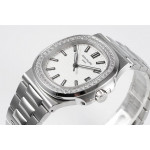 Nautilus 5711/1A 1:1 Best Edition White Dial Diamonds Bezel on SS Bracelet 324CS PPF V3