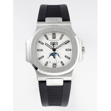 Nautilus 5726 Complicated SS 1:1 Best Edition White Textured Dial Rubber Strap PPF A324