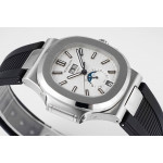 Nautilus 5726 Complicated SS 1:1 Best Edition White Textured Dial Rubber Strap PPF A324