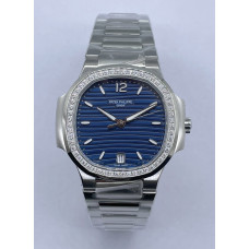 Nautilus 7118 Ladies 1:1 Best Edition Blue Dial Diamonds Bezel on SS Bracelet 3KF A324 Super Clone