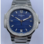 Nautilus 7118 Ladies 1:1 Best Edition Blue Dial Diamonds Bezel on SS Bracelet 3KF A324 Super Clone