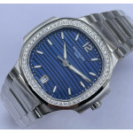 Nautilus 7118 Ladies 1:1 Best Edition Blue Dial Diamonds Bezel on SS Bracelet 3KF A324 Super Clone