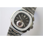 Nautilis 5980 Chrono SS Brown&Black&White Dials Leather BP A7750