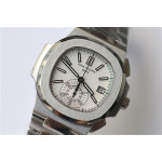 Nautilis 5980 Chrono SS Brown&Black&White Dials Leather BP A7750