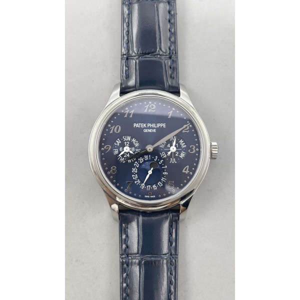 Perpetual Calendar 5140 SS Best Edition Blue Numeral Dial on Blue Leather Strap 3KF A240