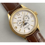 Calendar 5146J YG 1:1 Best Edition White Dial on Brown Leather Strap A324CS