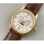 Calendar 5146J YG 1:1 Best Edition White Dial on Brown Leather Strap A324CS