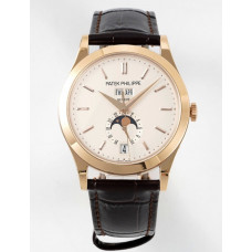 Annual Calendar Moonphase 5396 RG 1:1 Best Edition White Sticks Dial Brown Leather Strap PPF A324