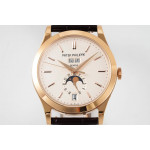 Annual Calendar Moonphase 5396 RG 1:1 Best Edition White Sticks Dial Brown Leather Strap PPF A324