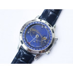 Grand Complications 6102P Moon SS Blue Dial Blue Leather Strap A240 TWF