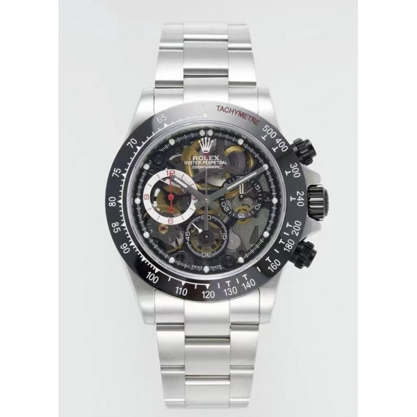 Daytona Barrichello Ceramic Bezel Best Edition Skeleton Dial on SS Oyster Bracelet SONIC SA4130