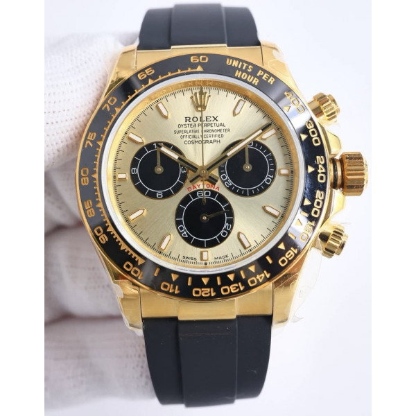 Daytona 126518 YG 1:1 Best Edition Gold/Black Dial on Oysterflex Rubber Strap QF SH4131 V6（Gain Weight）