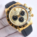 Daytona 126518 YG 1:1 Best Edition Gold/Black Dial on Oysterflex Rubber Strap QF SH4131 V6（Gain Weight）