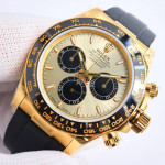 Daytona 126518 YG 1:1 Best Edition Gold/Black Dial on Oysterflex Rubber Strap QF SH4131 V6（Gain Weight）