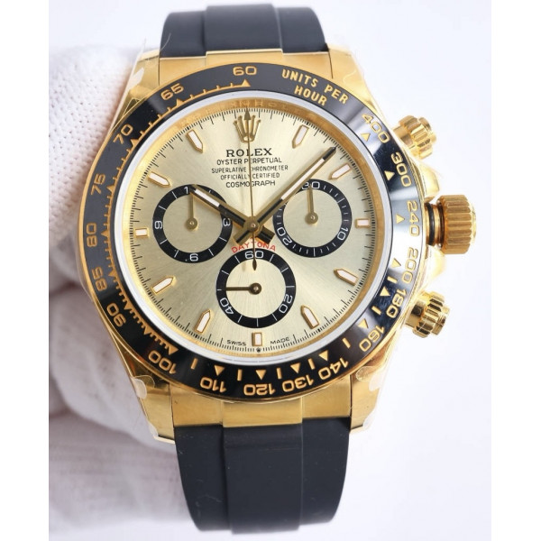 Daytona 126518 YG 1:1 Best Edition Gold Dial on Oysterflex Rubber Strap QF SH4131 V6（Gain Weight）