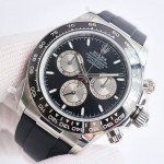 Daytona 126519 SS 1:1 Best Edition Black/Silver Dial on Oysterflex Rubber Strap QF SH4131 V6（Gain Weight）