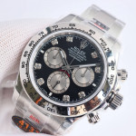 Daytona 126509 1:1 Best Edition Black/Silver Dial Diamonds Marker on SS Bracelet QF SH4131 V6 (Gain Weight）