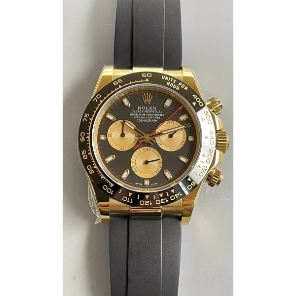 Daytona 116518 YG 1:1 Best Edition Black Dial Gold Subdial on Oysterflex Rubber Strap noob SA4130