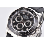 Daytona 116519 904L Ceramic Black Dial Diamonds mark Rubber Strap Clean A4130