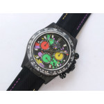 Daytona DIW Carbon Best Edition Black Colorful Dial Black Leather Strap A4130 OMF