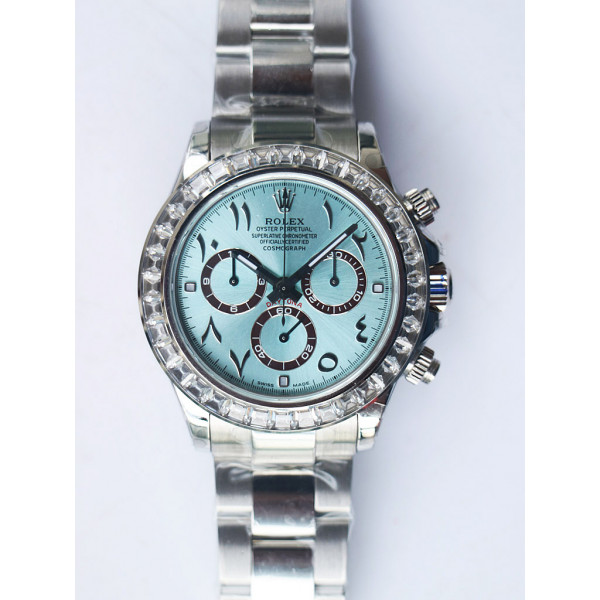 Daytona 116506 Diamonds Bezel SS Arab Number Blue Dial BP A7750