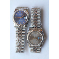 DateJust 36mm Fluted Bezel SS Grey&Blue Dials Diamonds Marker Jubilee Bracelet BP A2824