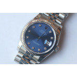 DateJust 36mm Fluted Bezel SS Grey&Blue Dials Diamonds Marker Jubilee Bracelet BP A2824